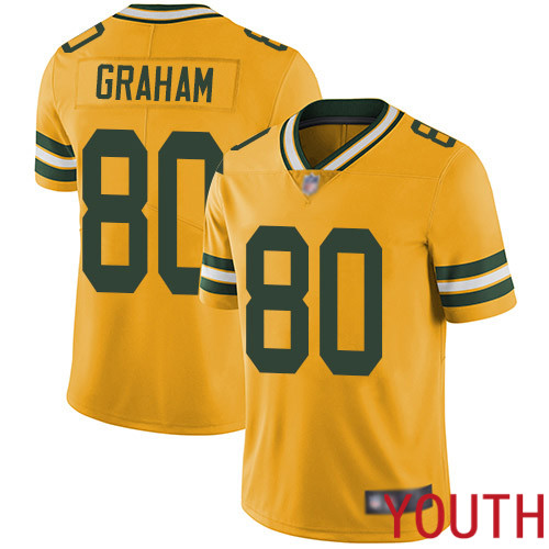 Green Bay Packers Limited Gold Youth #80 Graham Jimmy Jersey Nike NFL Rush Vapor Untouchable